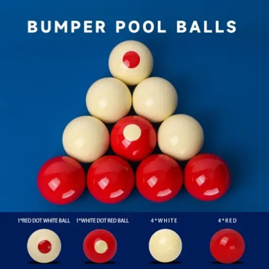 GSE 2-1/8" Regulation Size Bumper Pool Balls, Standard Set of 10 Ball Set, Bumper Pool Table Accessories image {3}