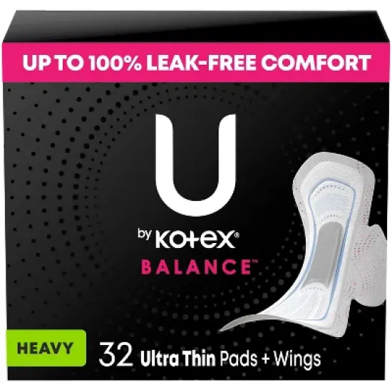 U by Kotex Balance Ultra-Thin Heavy Pads with Wings - Unscented image {13}