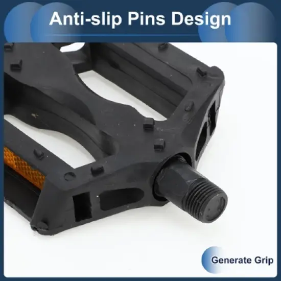 Unique Bargains Cycling Bike Pedal 9/16" Spindle Cycling Anti-Slip Widened Pedal Black for Road Mountain BMX MTB Bike image {4}