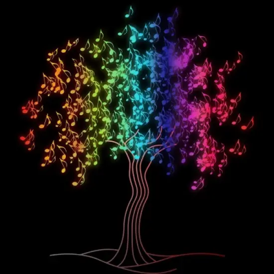 Men's Design By Humans Colorful Musical Note Tree By valsymot Tank Top image {1}