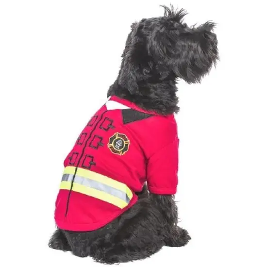 Parisian Pet 'Fire-Barker' Halloween Costume for Dogs & Cats &ndash; Firefighter Dog Costume, Pet Halloween Outfit, Red and Yellow image {2}