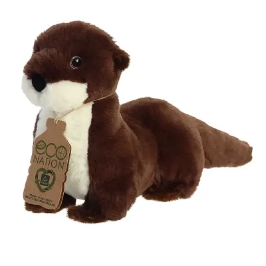 Aurora Large River Otter Eco Nation Eco-Friendly Stuffed Animal Brown 13.5" image {2}