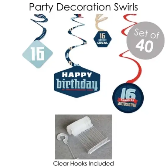 Big Dot of Happiness Boy 16th Birthday - Sweet Sixteen Birthday Party Supplies - Banner Decoration Kit - Fundle Bundle image {3}