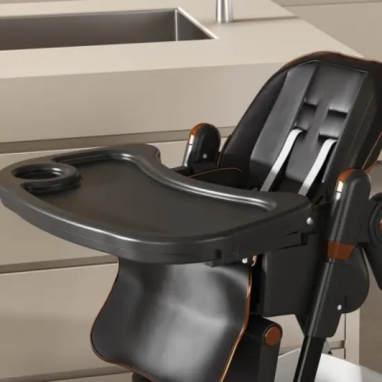 Dronkon Adjustable Baby High Chair 0-6 Years, Black image {3}