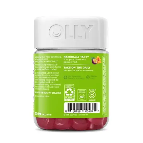 OLLY Daily Energy Caffeine-Free Gummies with Vitamin B12, CoQ10 & Goji Berry - Tropical Passion - 60ct image {3}