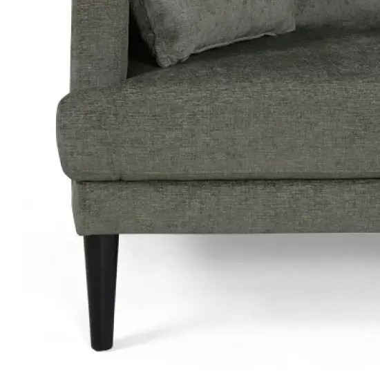 Malverne Contemporary 3 Seater Fabric Sofa with Accent Pillows Gray/Dark Brown - Christopher Knight Home image {7}