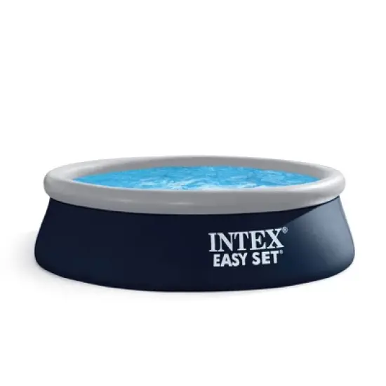 Intex Easy Set Inflatable Puncture Resistant Circular Above Ground Portable Outdoor Family Swimming Pool with Filter image {6}