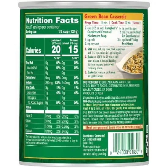 Del Monte Fresh Cut Green Beans 28oz. image {2}