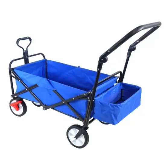 Racxily folding wagon Collapsible Outdoor Utility Wagon, Heavy Duty Folding Garden Portable Hand Cart, Drink Holder, Adjustable Handles image {11}