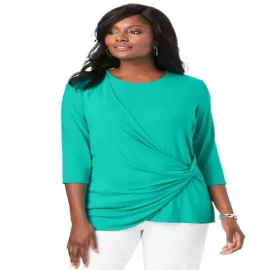 Jessica London Women&rsquo;s Plus Size Everyday Knit Side Knot Tee image {2}