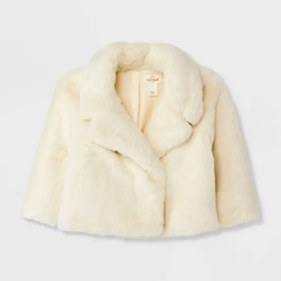 Baby Girls' Solid Faux Fur Jacket - Cat & Jack&trade; Off-White image {3}