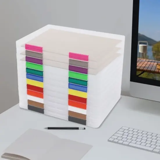 YIYIBYUS Clear File Boxes, 12 PCS Plastic Document Storage Cases, Multicolor image {2}