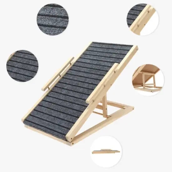 Unique Bargains  Wooden FoldableDog Ramp for Bed 1 Pc image {2}