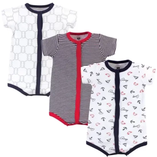 Hudson Baby Infant Boy Cotton Rompers 3pk, Ahoy image {4}