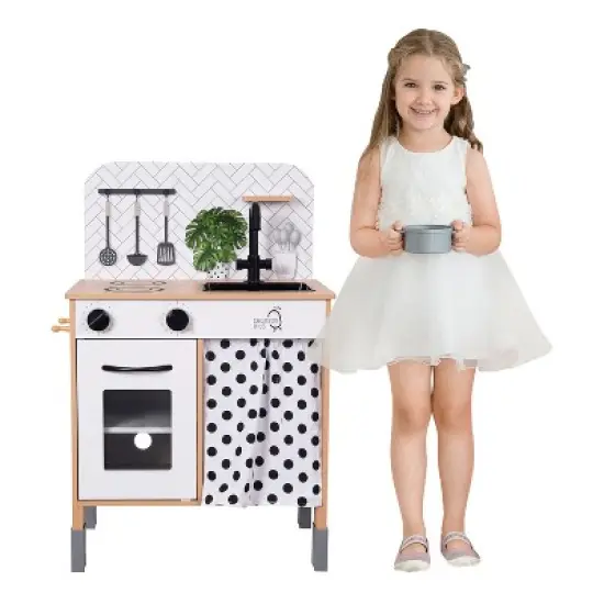 Teamson Kids Little Chef Philly Modern Wooden Kitchen Playset, White/Natural image {10}