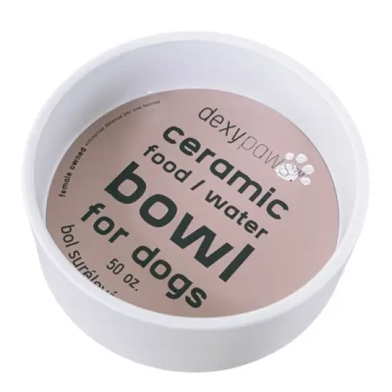 Dexypaws: Ceramic Dog Bowl: White - 50oz - Stylish & Functional Pet Feeding Dish image {6}