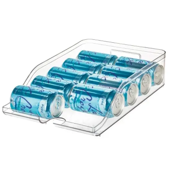 iDESIGN Crisp Plastic Refrigerator and Pantry Soda Bin Modular Stacking Food Storage Box Clear: Kitchen Cabinet Organizer image {2}