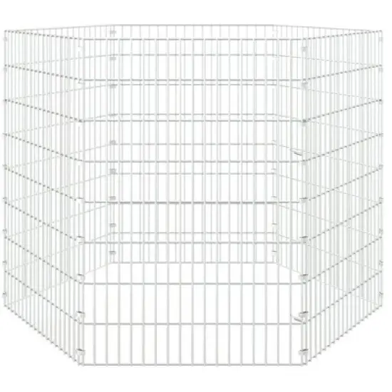 vidaXL Free Range Animal Enclosure - Galvanized Iron 6-Panel Pet Cage 21.3"x31.5" DIY Rabbit Hutch Outdoor Bunny Playpen image {3}