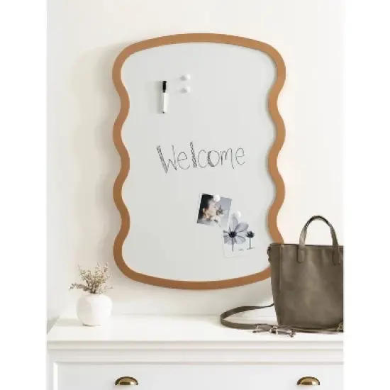Kate & Laurel All Things Decor 24"X36" Holbrook Wavy Magnetic Dry Erase Board Gold image {5}
