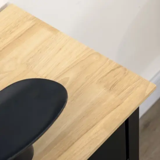 HOMCOM Modern Sideboard with Drawers, Buffet Cabinet with Storage Cabinets, Rubberwood Top for Living Room, Kitchen, TV Stand up to 60 Inches, Black image {5}