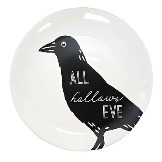 Transpac 8.0 Inch Halloween Line Art Plates Halloween Seasonal Tabletop , Halloween Decor St/4 Black Cat Ghost Crow Skull (4PC) image {1}