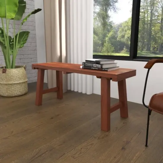 Mahogany Wood Bench Brown - Olivia & May image {11}