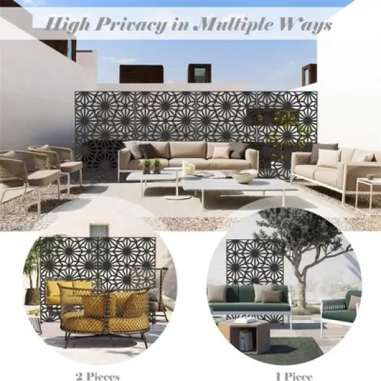 Syemin Decorative Privacy Screen, Outdoor Objects nd Panels for Patio Lawn Deck for Garden, Lawn, Black, 48.31"*15.57"*70.75" image {4}