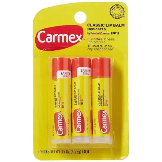 Carmex Lip Balm Spf15 Original 0.15 Oz, 3 Ct image {5}