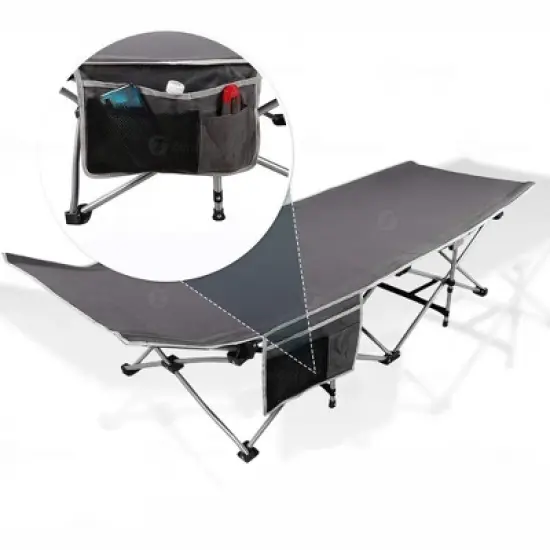 Zone Tech Folding Outdoor Travel Cot - Lightweight Portable Heavy Duty Adult and Kids with Large Pocket image {3}