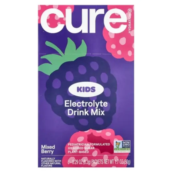Cure Hydration Kids, Electrolyte Drink Mix, Mixed Berry, 6 Packets, 0.29 oz (8.3 g) Each image {5}