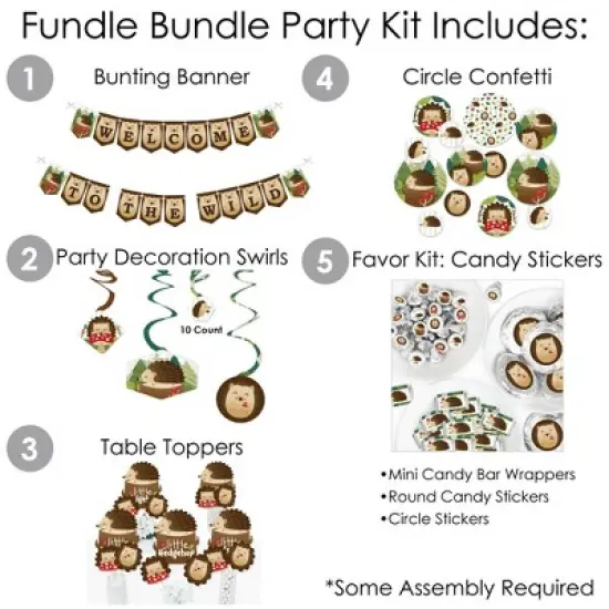 Big Dot of Happiness Forest Hedgehogs - Woodland Birthday Party or Baby Shower Supplies - Banner Decoration Kit - Fundle Bundle image {1}
