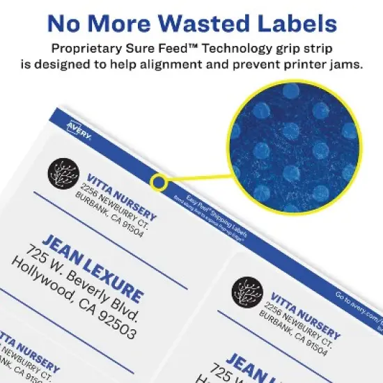 Avery Shipping Labels with Sure Feed, 3-1/3" x 4", Matte Clear Labels, Easy Peel, Permanent, Laser/Inkjet, 60 Printable Labels (22513) image {2}