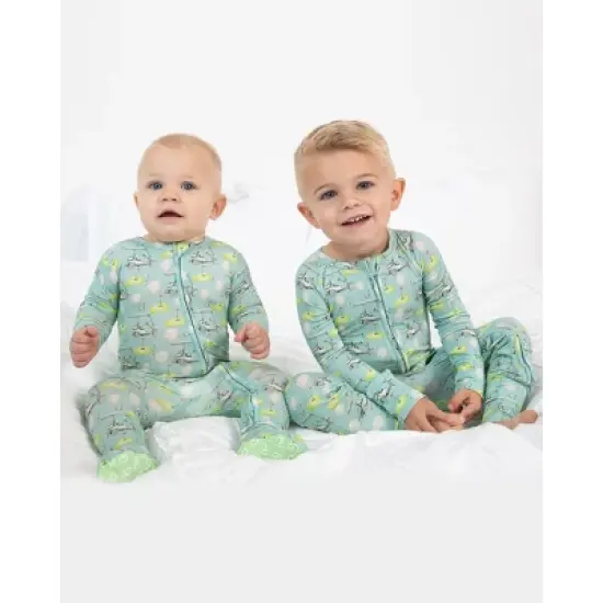 Lev Baby Boys' Viscose Bamboo Zipper Footie Pajamas &ndash; Green Golf Print One-Piece Baby Boy Clothes (NB&ndash;6/9M) image {2}