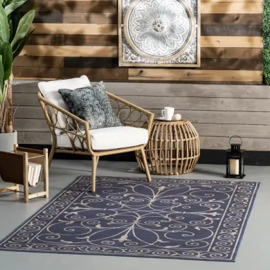 nuLOOM Chara Traditional Vines Machines Washable Indoor/Outdoor Patio Area Rug image {1}