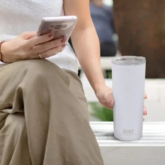 Built 20Oz Stainless Steel Tumbler with Tritan Lid, White image {5}