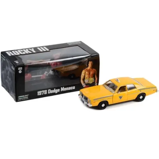 1978 Dodge Monaco Taxi "City Cab Co." Yellow "Rocky III" (1982) Movie 1/24 Diecast Model Car by Greenlight image {2}