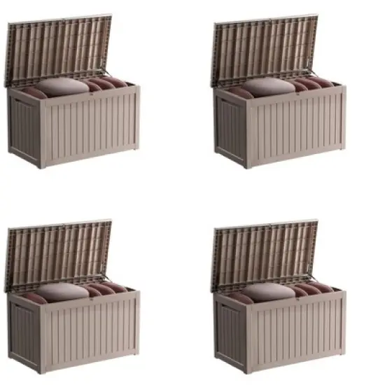 Sersper 230 Gallon Waterproof & UV Resistant Deck Box, Lockable, Light Gray - For Garden Tools & Outdoor Use (4 Pack) image {8}