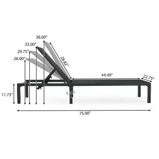 Christopher Knight Home Perlas Outdoor Aluminum Adjustable Chaise Lounge, Black image {2}