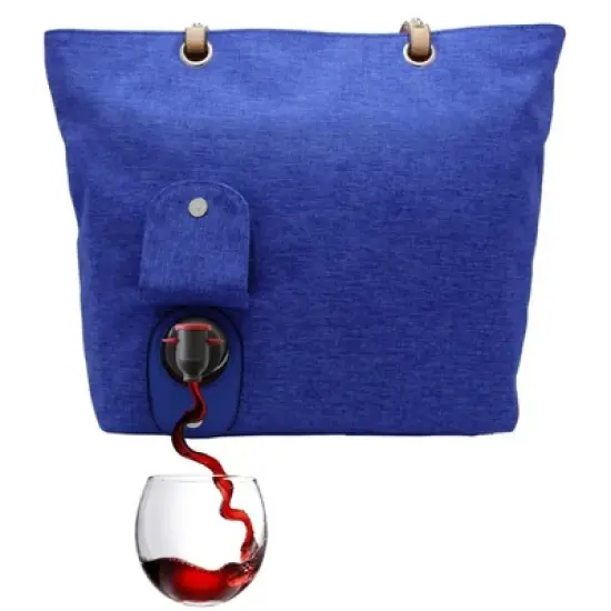 PortoVino City Vegan Leather Tote Bag that Holds and Pours 2 bottles of Wine image {4}