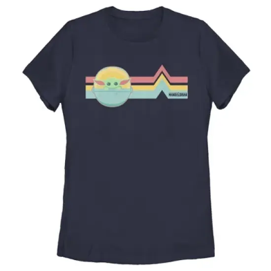Women's Star Wars The Mandalorian The Child Retro Stripes T-Shirt image {4}
