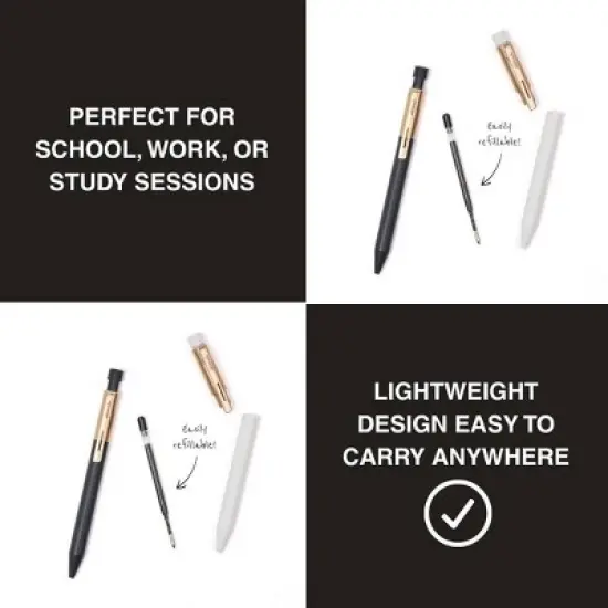 Altitude Supplies 2pk Ballpoint Pens &ndash; Gold, Refillable, Black Ink, 1.0mm Medium Point image {3}