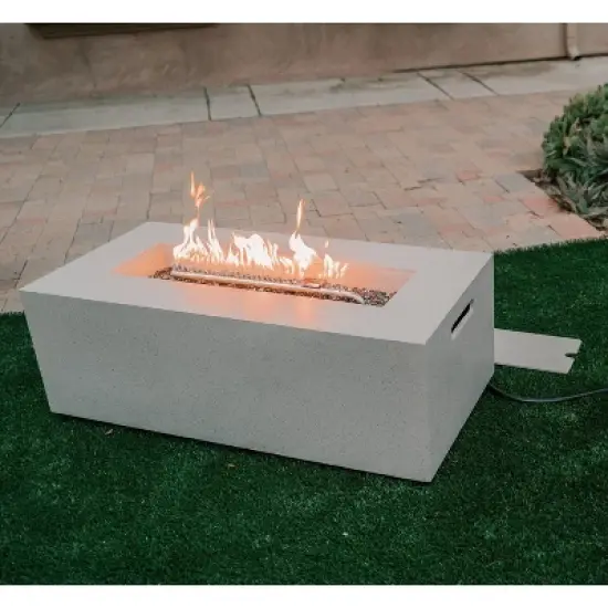 Kante 42" Rectangular Concrete & Metal Outdoor Propane Gas Modern Smokeless Fire Pit Table - Light Gray -  Rosemead Home & Garden, Inc. image {3}