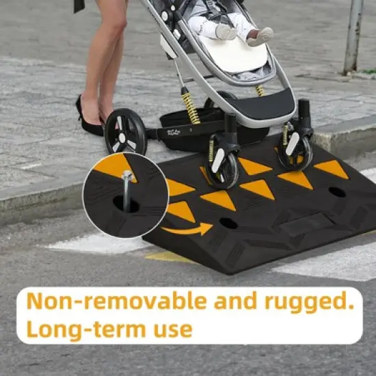 2 Pack Heavy Duty Rubber Curb Ramp - 15 Ton (33,000 lbs) Capacity Car Ramp, Durable Rubber Bridge Threshold Ramp for Loading Dock, Garage & Sidewalk image {4}