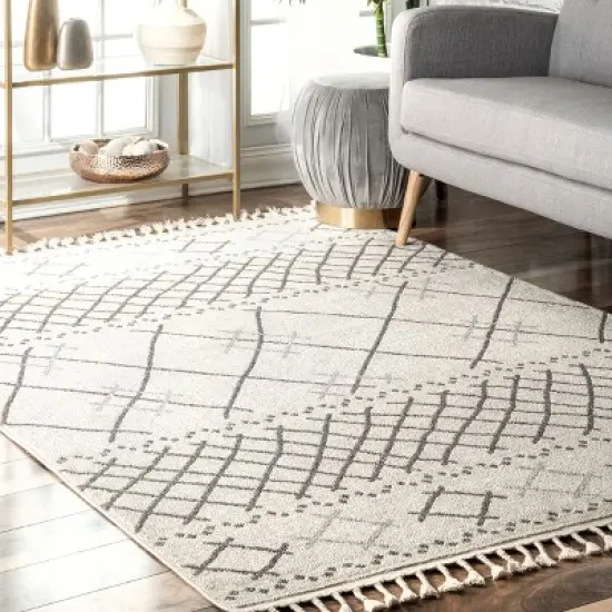 nuLOOM Alara Modern Trellis Tassel Area Rug image {1}