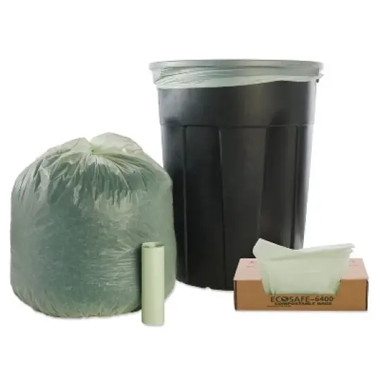 Stout by Envision EcoSafe-6400 Bags, 32 gal, 0.85 mil, 33" x 48", Green, 50/Box image {2}