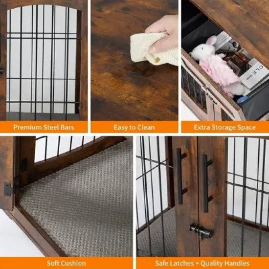 40" Heavy Duty Dog Crate Furniture - Dual-Door Pet Kennel Wooden Kennel End Table with 2 Storage Drawers, Indoor Pet House for Small/Medium/Large Dogs image {5}