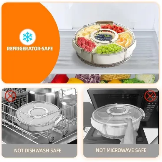 Attop Divided Serving Tray with Lid and Handle, Stackable Snackle Box Container for Fruits Candy Organizer image {2}