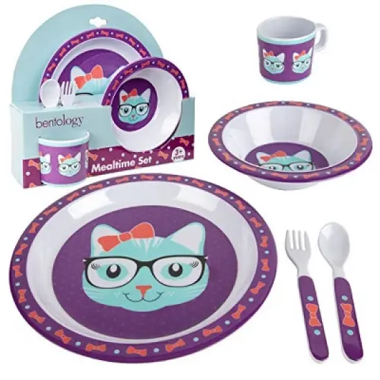 Laptop Lunches 5 Pc Mealtime Baby Feeding Set for Kids and Toddlers - Includes Plate, Bowl, Cup, Fork and Spoon Utensil Flatware image {1}