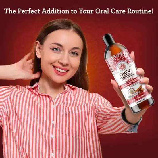 GuruNanda Coconut & Cinnamon Oil Pulling Flavor + Neem and Ashwagandha Mouthwash - 8 fl oz image {2}