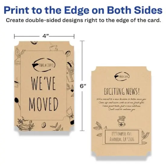 Avery Printable Scalloped Postcards, 4" x 6", Kraft Brown, 100ct image {5}